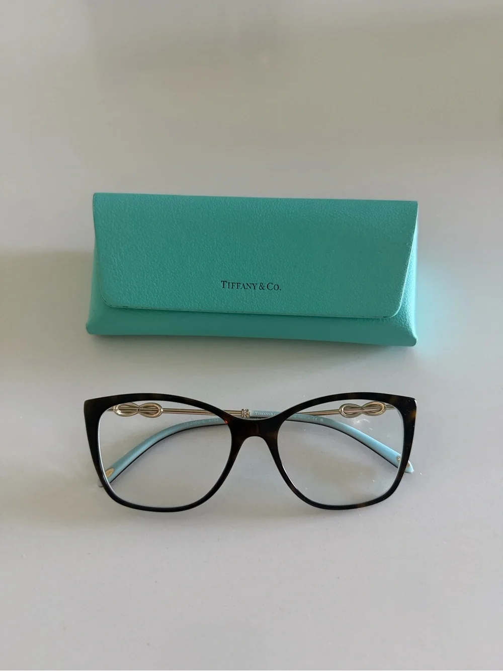 Tiffany & Co. Tortoiseshell Cat-Eye Glasses with Tiffany Blue Case